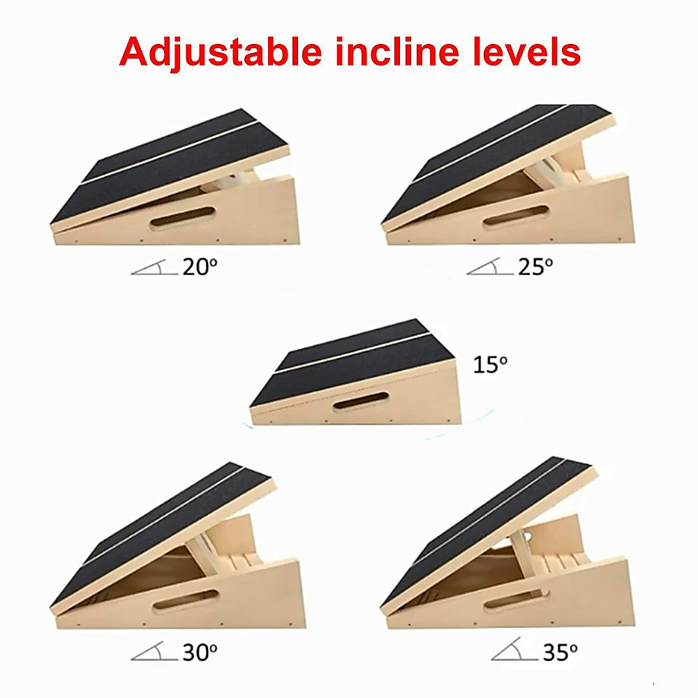 Yoga & Pilates: Wooden Slant Exercise Board With Adjustable Incline And Non-Slip Surface