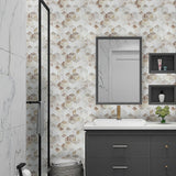 Building Materials: Tiles 3D Peel and Stick Wall Tile Shell Mosaic 10 Sheets