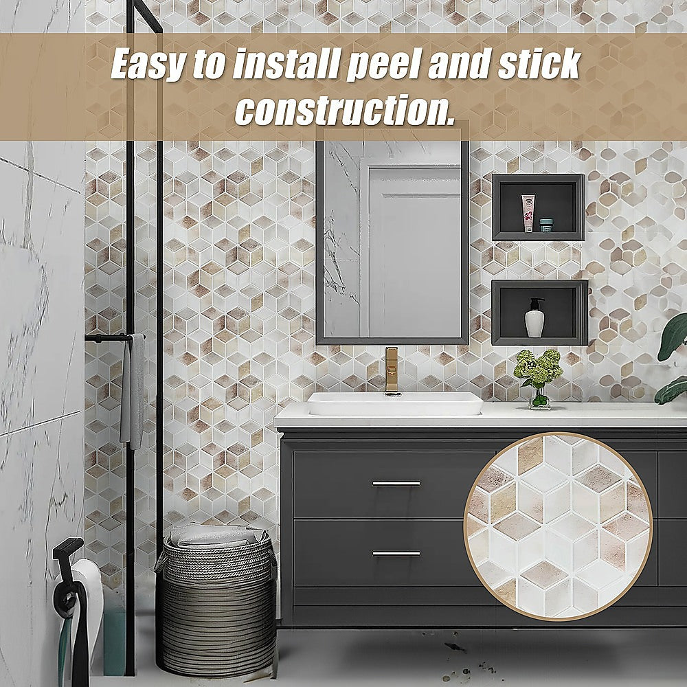Building Materials: Tiles 3D Peel and Stick Wall Tile Shell Mosaic 10 Sheets