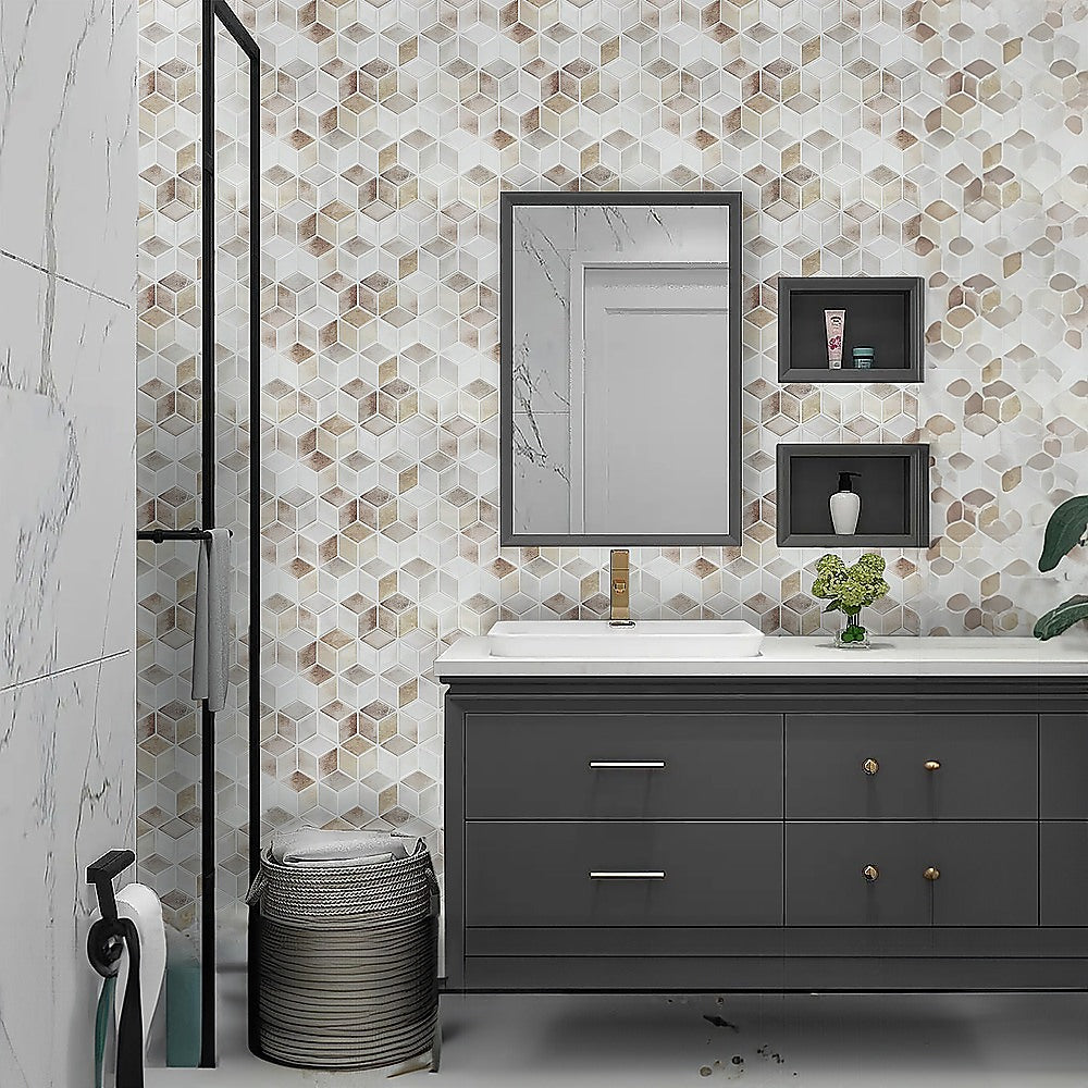 Building Materials: Tiles 3D Peel and Stick Wall Tile Shell Mosaic 10 Sheets