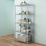 Storage Cabinets: 5 Tier Silver Metal Storage Rack Shelving Wire Shelf