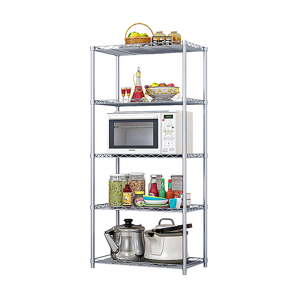 Storage Cabinets: 5 Tier Silver Metal Storage Rack Shelving Wire Shelf