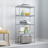 Storage Cabinets: 5 Tier Silver Metal Storage Rack Shelving Wire Shelf