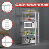 Storage Cabinets: 5 Tier Silver Metal Storage Rack Shelving Wire Shelf