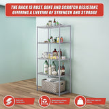 Storage Cabinets: 5 Tier Silver Metal Storage Rack Shelving Wire Shelf