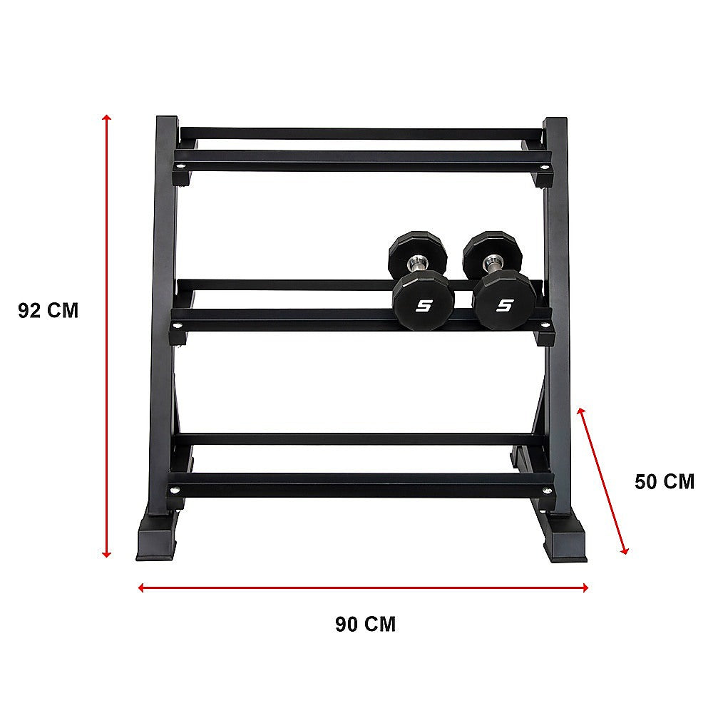 Gym Equipment & Accessories: Dumbbell Rack Storage Stand Hex Weight Heavy Duty 3 Tier Wide Home Gym Fitness