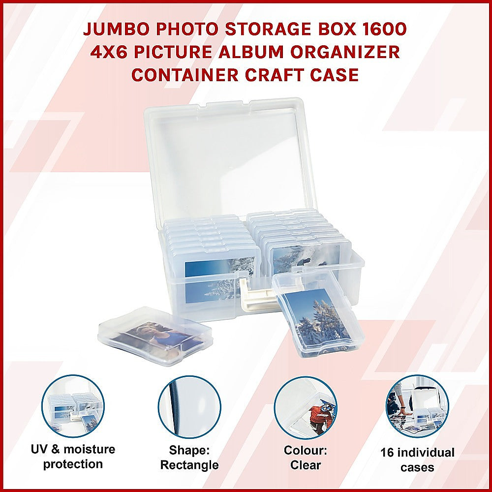 Arts & Crafts: Jumbo Photo Storage Box 1600 4x6 Picture Album Organizer Container Craft Case
