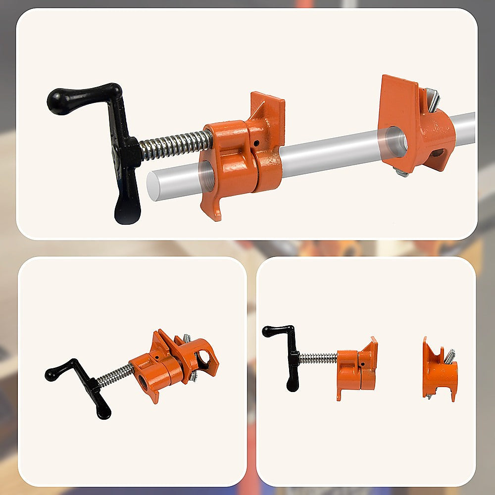 Tool Clamps & Vices: 3/4" Wood Gluing Pipe Clamp Set (4 Pack) Heavy Duty PRO Woodworking Cast Iron