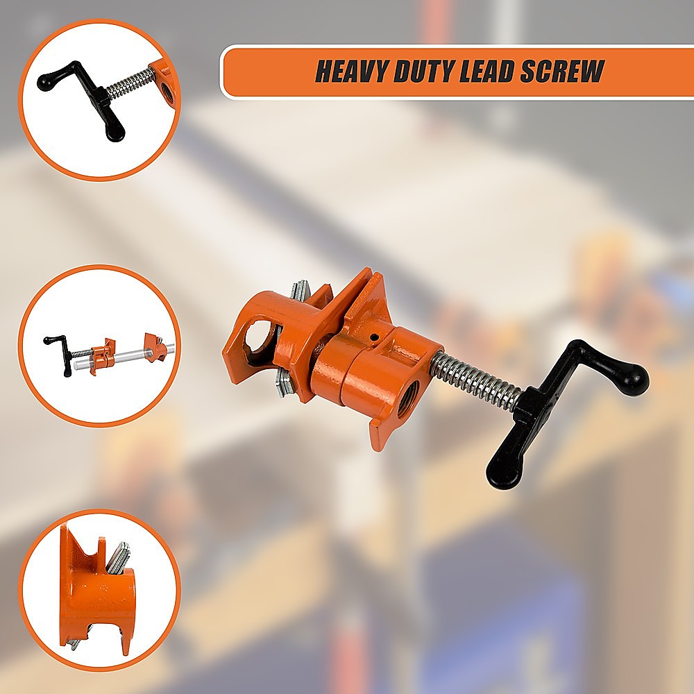 Tool Clamps & Vices: 3/4" Wood Gluing Pipe Clamp Set (4 Pack) Heavy Duty PRO Woodworking Cast Iron