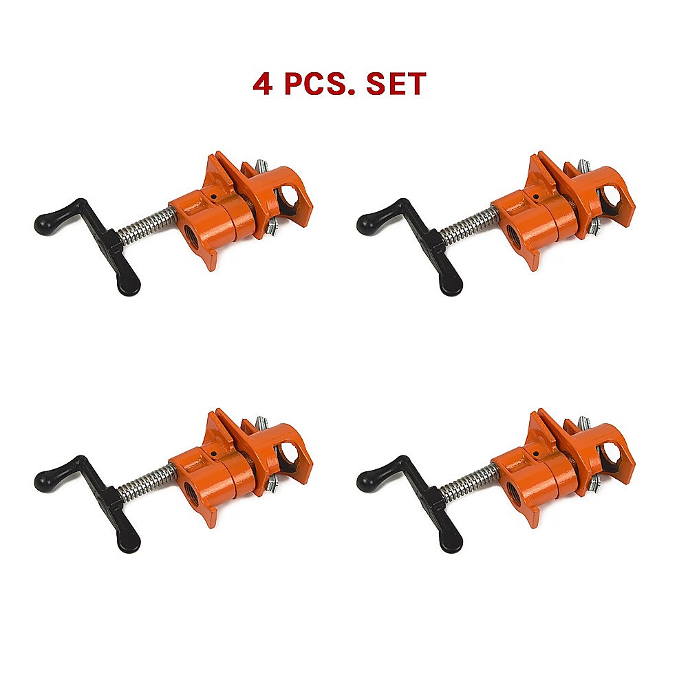 Tool Clamps & Vices: 3/4" Wood Gluing Pipe Clamp Set (4 Pack) Heavy Duty PRO Woodworking Cast Iron