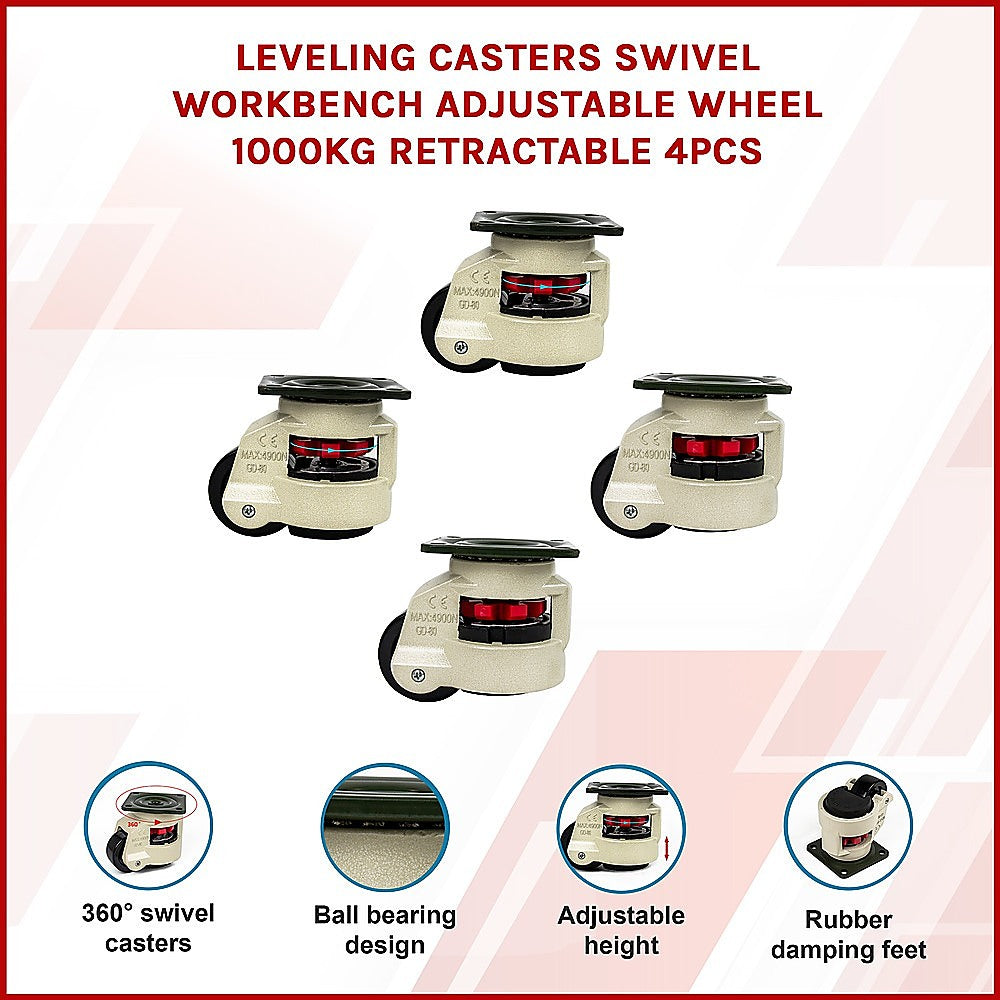 Work Benches: Leveling Casters Swivel Workbench Adjustable Wheel 1000KG Retractable 4PCS