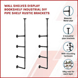 Bookcases & Shelves: Wall Shelves Display Bookshelf Industrial DIY Pipe Shelf Rustic Brackets