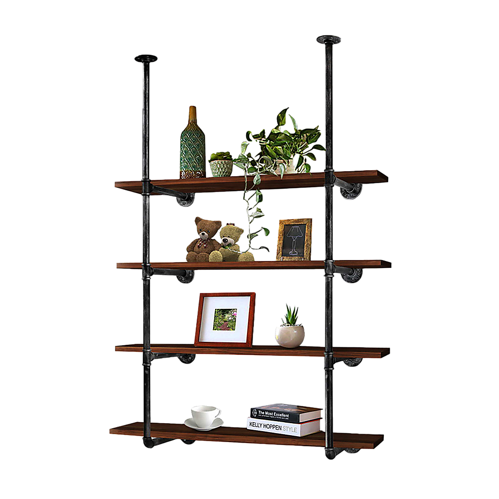 Bookcases & Shelves: Wall Shelves Display Bookshelf Industrial DIY Pipe Shelf Rustic Brackets