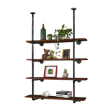 Bookcases & Shelves: Wall Shelves Display Bookshelf Industrial DIY Pipe Shelf Rustic Brackets