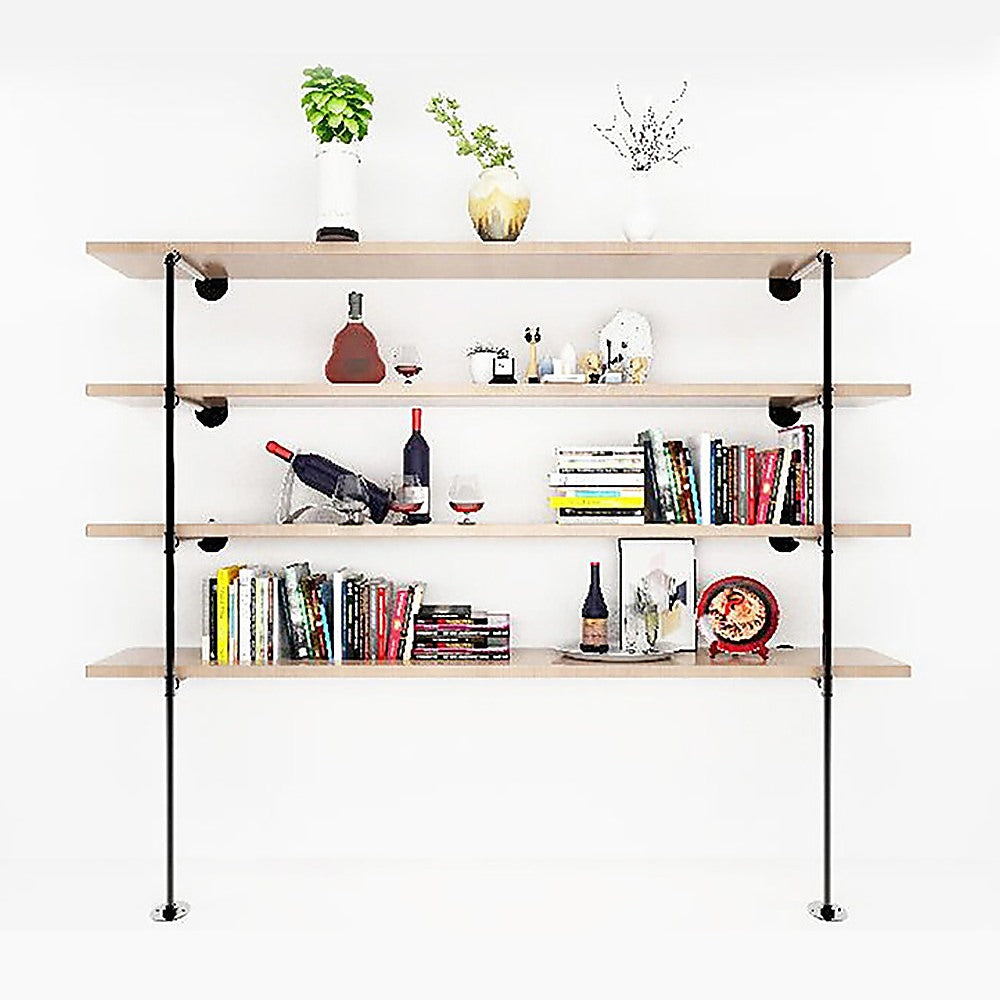 Bookcases & Shelves: Wall Shelves Display Bookshelf Industrial DIY Pipe Shelf Rustic Brackets
