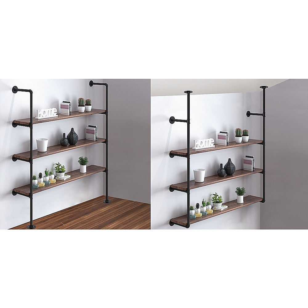 Bookcases & Shelves: Wall Shelves Display Bookshelf Industrial DIY Pipe Shelf Rustic Brackets