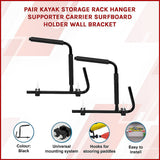 Wall Storage Racks: Pair Kayak Storage Rack Hanger Supporter Carrier Surfboard Holder Wall Bracket