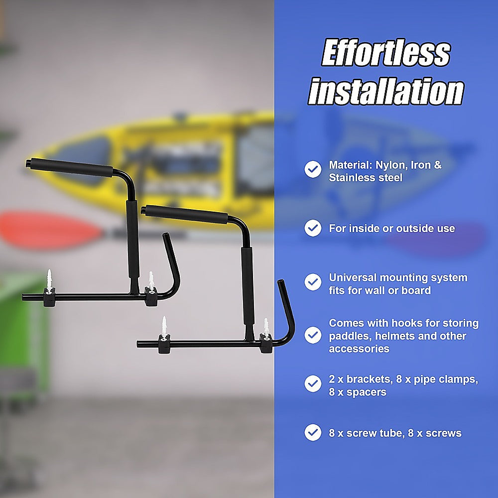 Wall Storage Racks: Pair Kayak Storage Rack Hanger Supporter Carrier Surfboard Holder Wall Bracket
