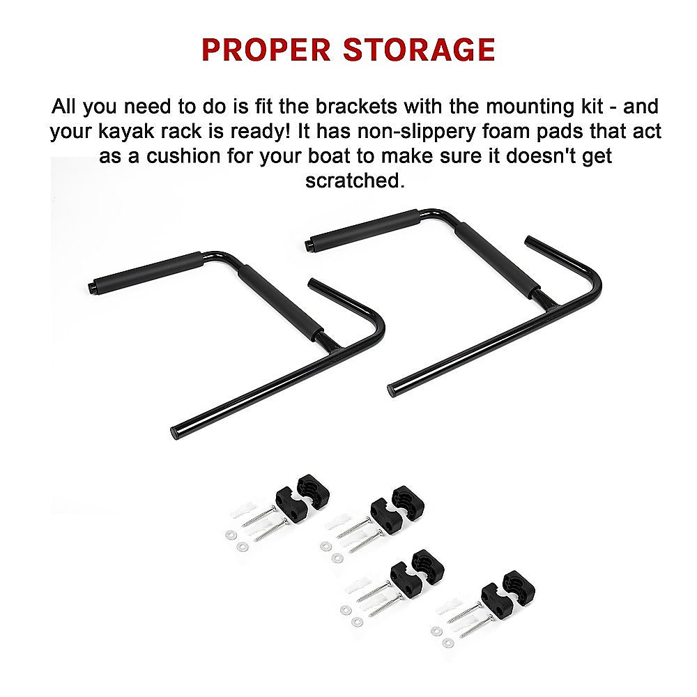 Wall Storage Racks: Pair Kayak Storage Rack Hanger Supporter Carrier Surfboard Holder Wall Bracket