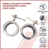 Gym Equipment & Accessories: Barbell Collars 2" Olympic Stainless Steel Locks Clips Clamp