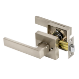 Door Hardware: Door Handle Set Lever Passage Function Square Satin Nickel