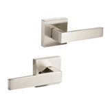 Door Hardware: Door Handle Set Lever Passage Function Square Satin Nickel