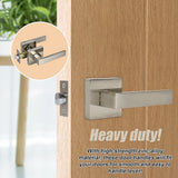 Door Hardware: Door Handle Set Lever Passage Function Square Satin Nickel
