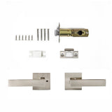 Door Hardware: Door Handle Set Lever Passage Function Square Satin Nickel