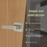 Door Hardware: Door Handle Set Lever Passage Function Square Satin Nickel