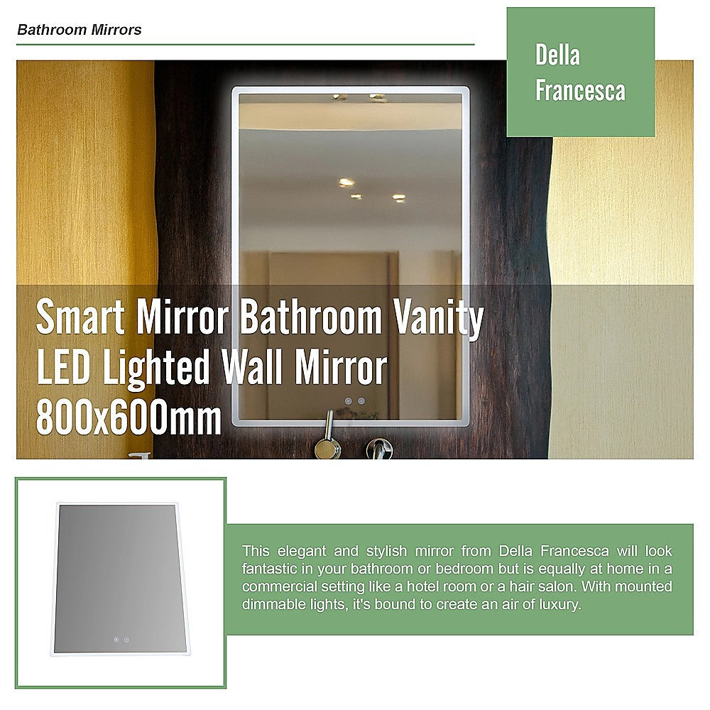 Mirrors: Smart Mirror Bathroom Vanity LED Lighted Wall Mirror 800x600mm