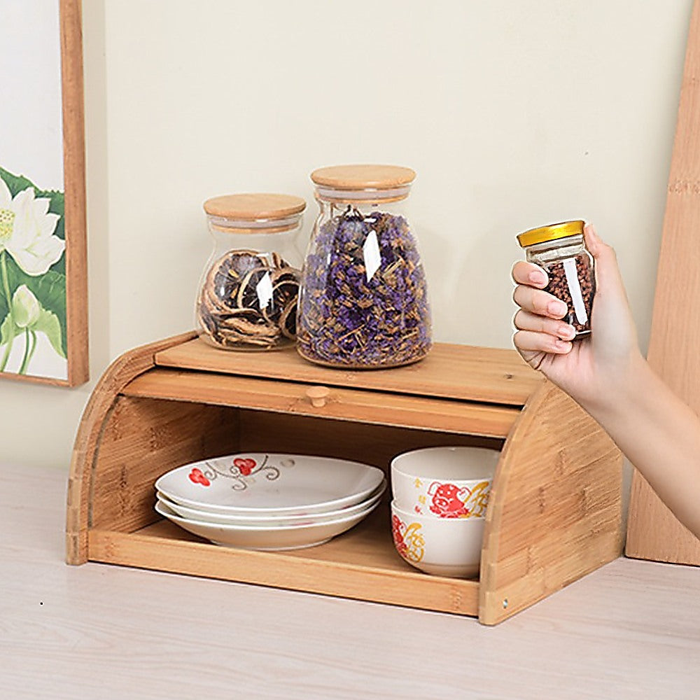 Kitchen Utensils: Bamboo Bread Bin Storage Box Kitchen Loaf Pastry Container