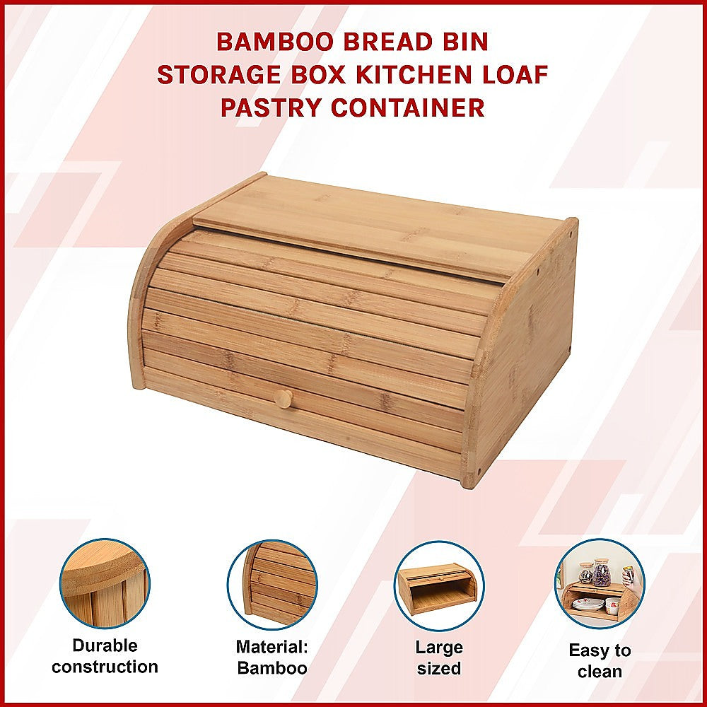 Kitchen Utensils: Bamboo Bread Bin Storage Box Kitchen Loaf Pastry Container