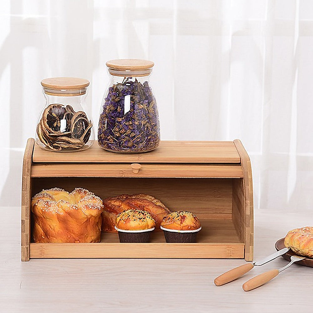 Kitchen Utensils: Bamboo Bread Bin Storage Box Kitchen Loaf Pastry Container