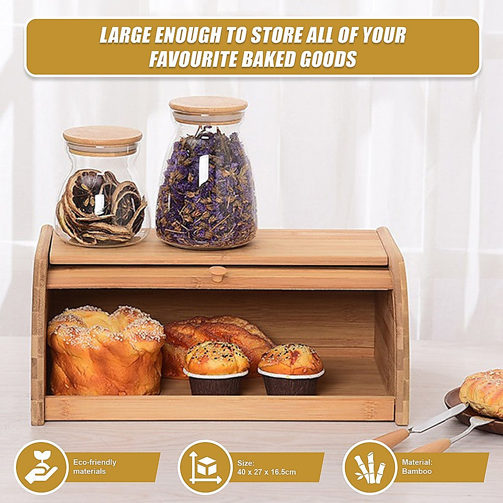 Kitchen Utensils: Bamboo Bread Bin Storage Box Kitchen Loaf Pastry Container