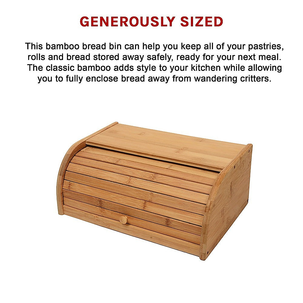 Kitchen Utensils: Bamboo Bread Bin Storage Box Kitchen Loaf Pastry Container