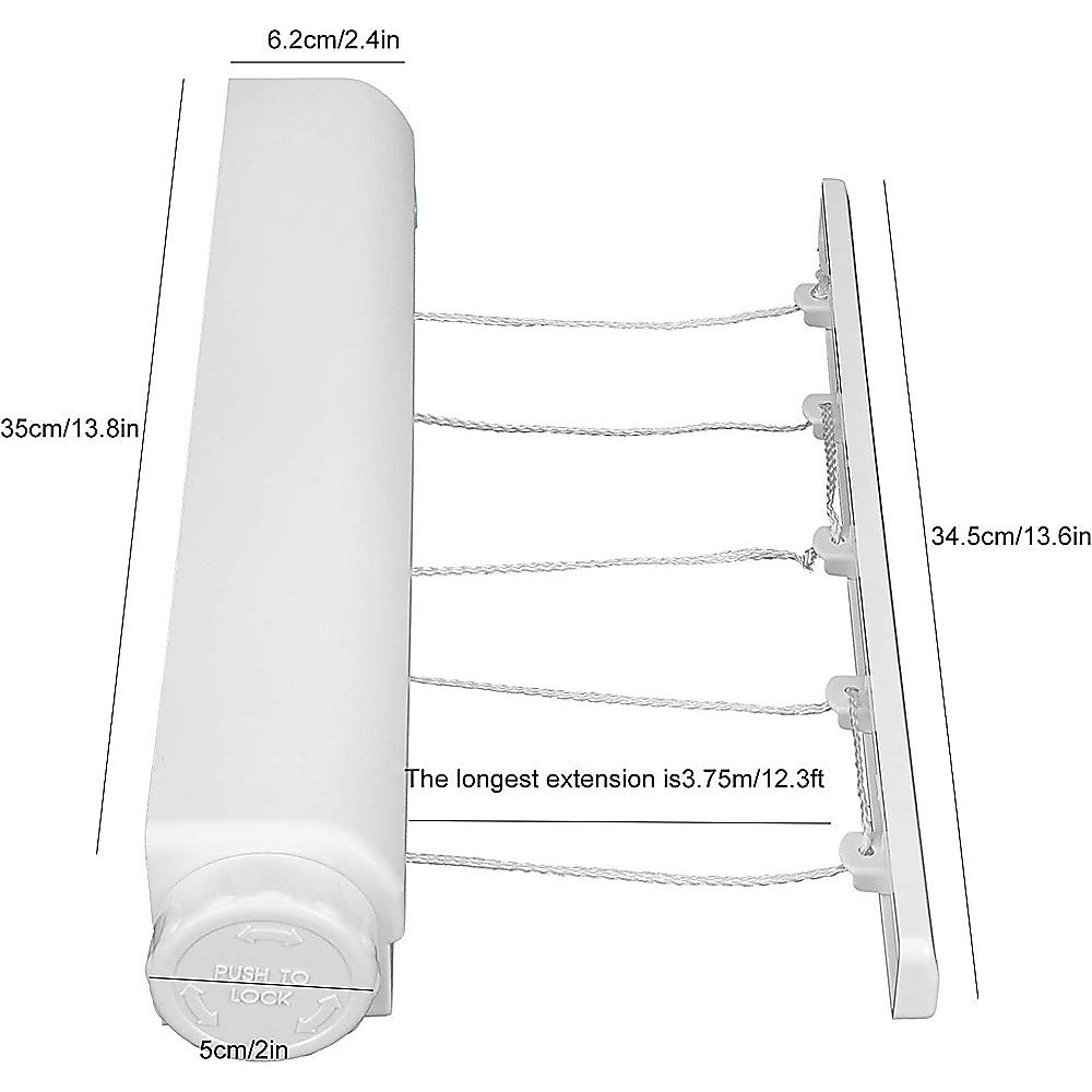 Drying Racks & Hangers: Retracting Clothesline 5 Line 18m Hanging Clothes Space Hanger
