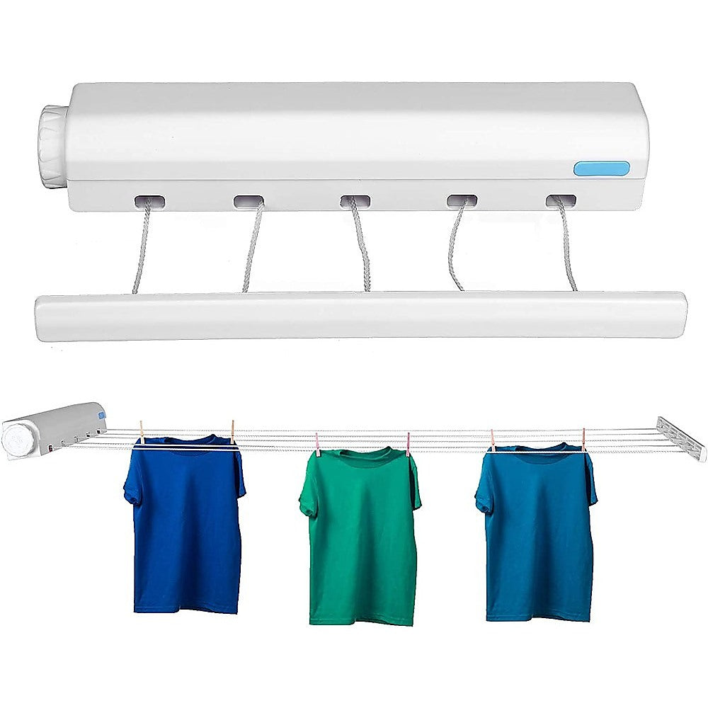 Drying Racks & Hangers: Retracting Clothesline 5 Line 18m Hanging Clothes Space Hanger