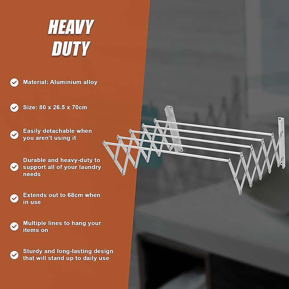 Drying Racks & Hangers: Pull Out Clothes Airer  Expanding Laundry Drying Line for Caravan, RV & Home