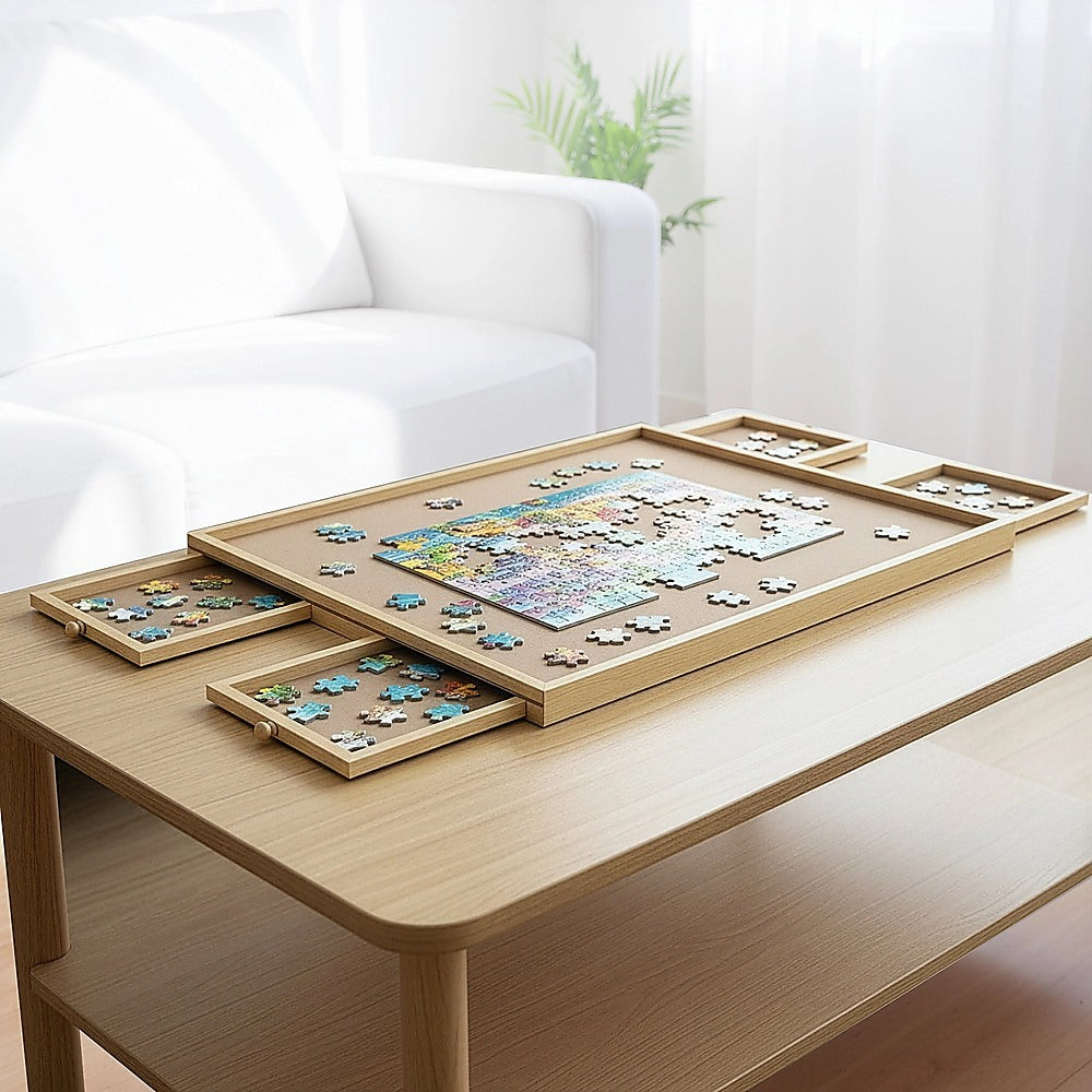 Activity Toys: Wooden Jigsaw Puzzle Table Board Storage Table Tray Puzzle For Adult Kid