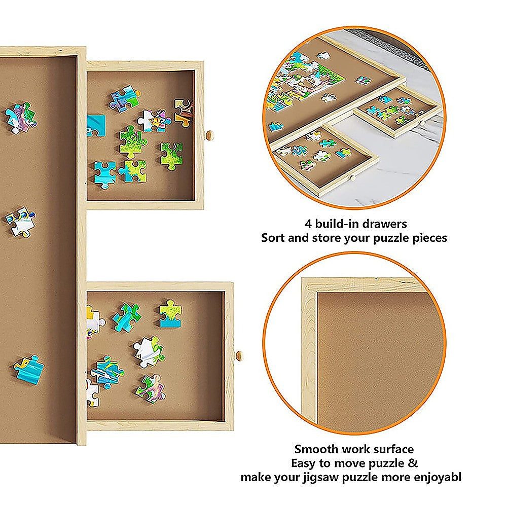 Activity Toys: Wooden Jigsaw Puzzle Table Board Storage Table Tray Puzzle For Adult Kid