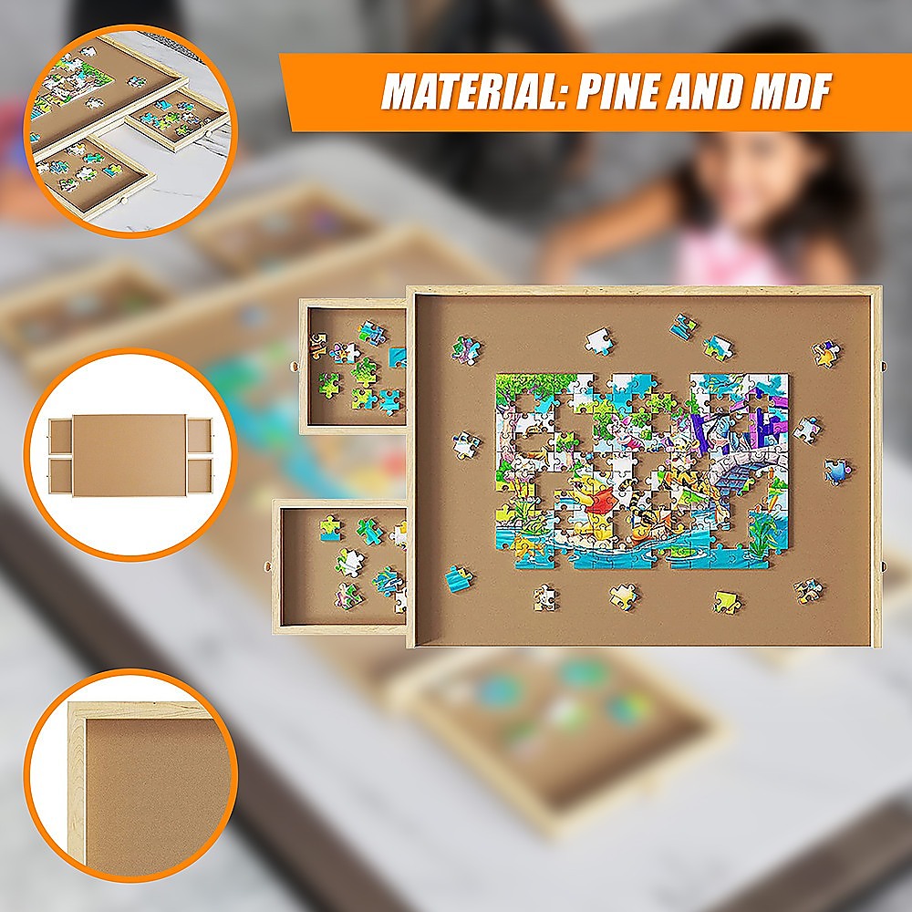 Activity Toys: Wooden Jigsaw Puzzle Table Board Storage Table Tray Puzzle For Adult Kid