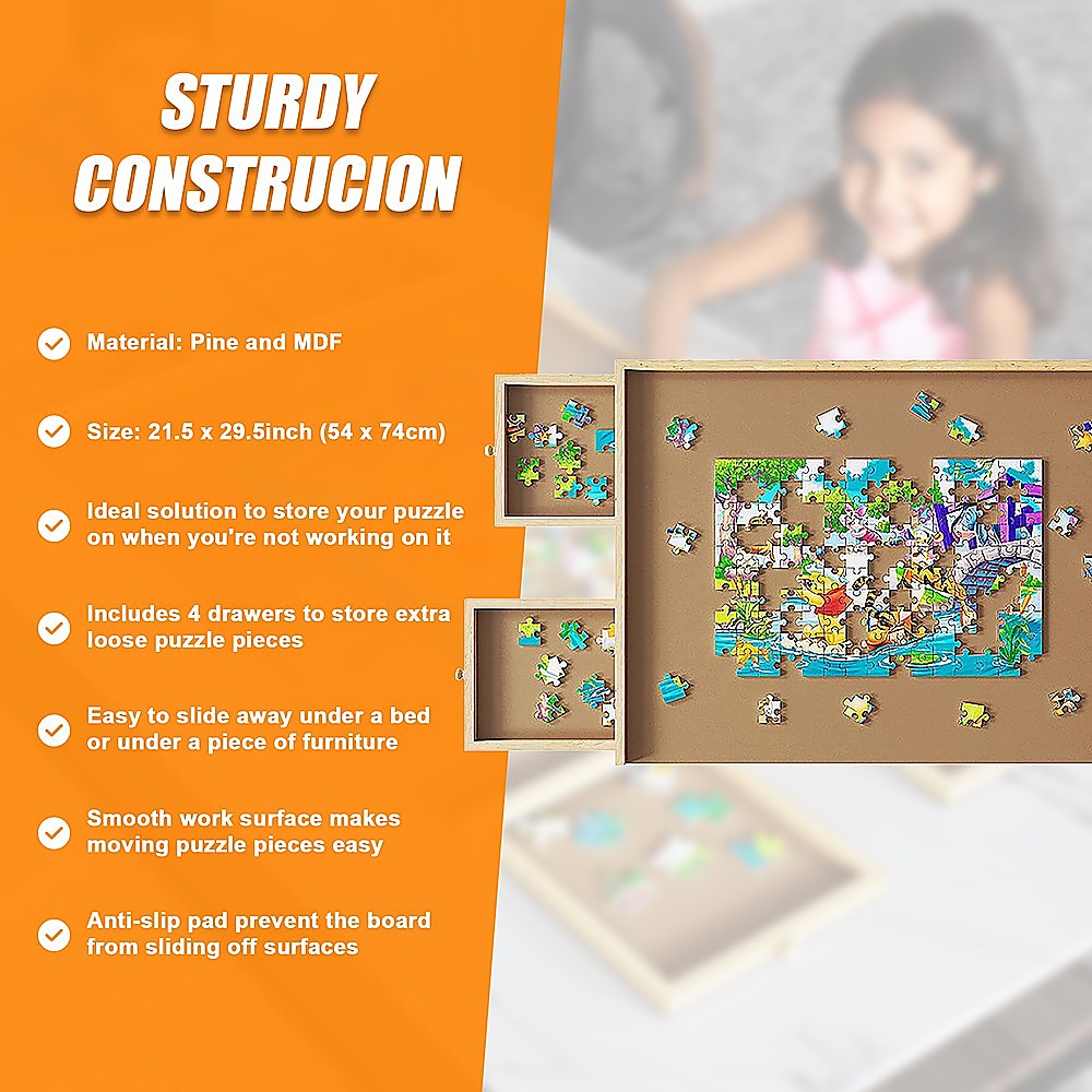 Activity Toys: Wooden Jigsaw Puzzle Table Board Storage Table Tray Puzzle For Adult Kid