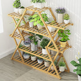 Pots, Planters & Accessories: Bamboo Multilayer Flower Plant Bonsai Rack Shelf Stand Porch Lawn Patio