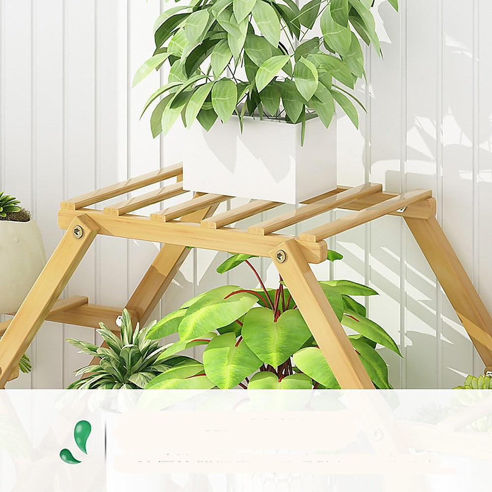 Pots, Planters & Accessories: Bamboo Multilayer Flower Plant Bonsai Rack Shelf Stand Porch Lawn Patio