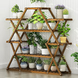 Pots, Planters & Accessories: Bamboo Multilayer Flower Plant Bonsai Rack Shelf Stand Porch Lawn Patio