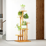 Sofas & Sofa Beds: 5 Tiers Vertical Bamboo Plant Stand Staged Flower Shelf Rack Outdoor Garden