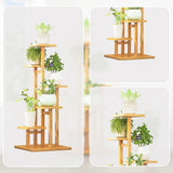 Sofas & Sofa Beds: 5 Tiers Vertical Bamboo Plant Stand Staged Flower Shelf Rack Outdoor Garden
