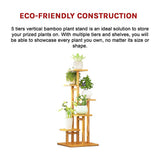 Sofas & Sofa Beds: 5 Tiers Vertical Bamboo Plant Stand Staged Flower Shelf Rack Outdoor Garden