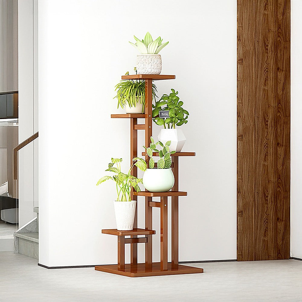 Sofas & Sofa Beds: 5 Tiers Vertical Bamboo Plant Stand Staged Flower Shelf Rack Outdoor Garden