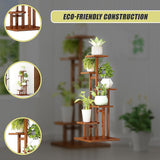 Sofas & Sofa Beds: 5 Tiers Vertical Bamboo Plant Stand Staged Flower Shelf Rack Outdoor Garden